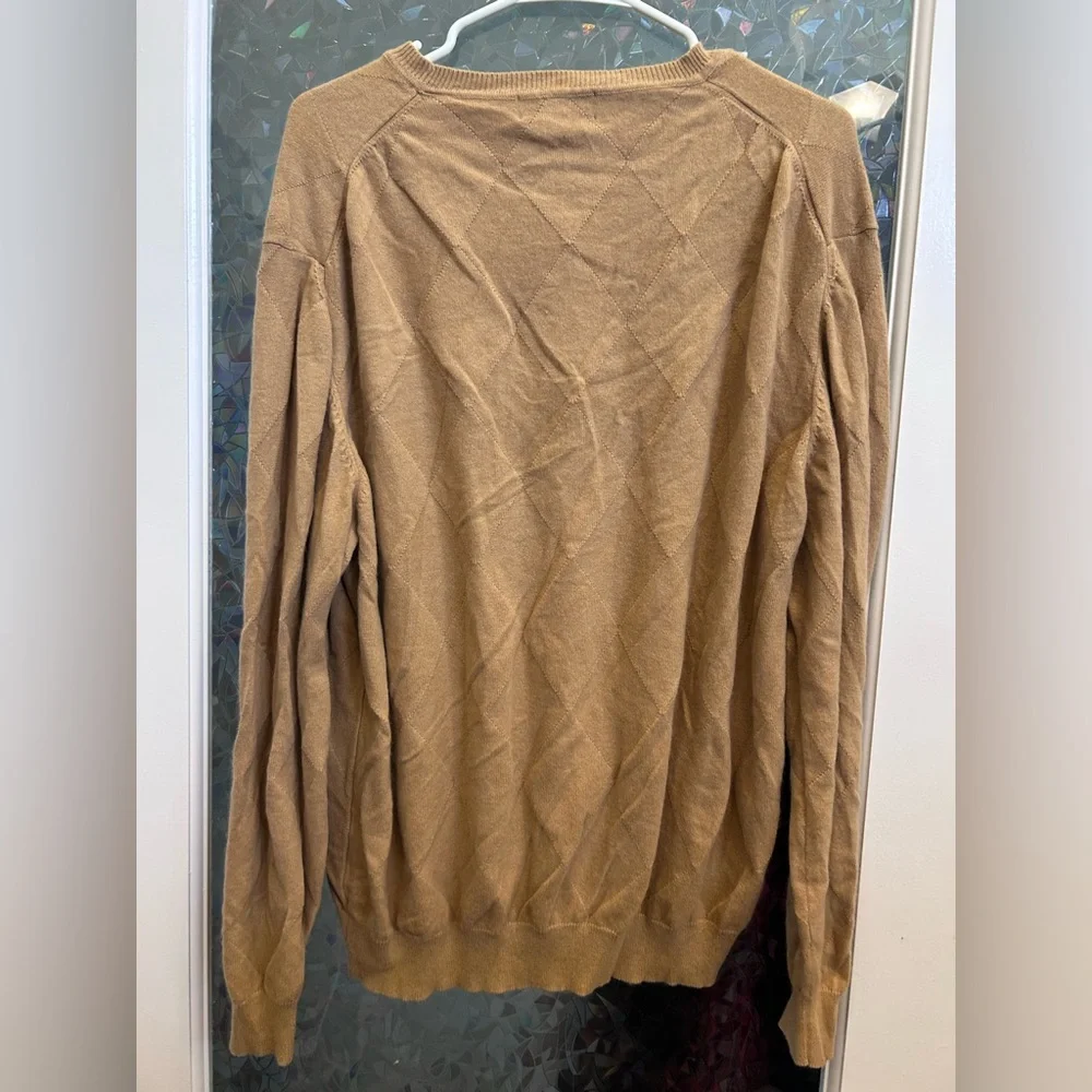 Austin Reed Tan Crewneck Sweater with Ribbed Collar B3